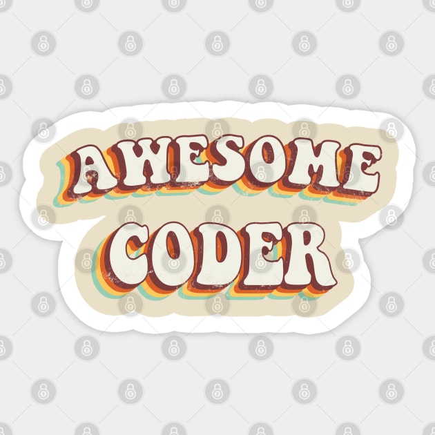 Awesome Coder - Groovy Retro 70s Style Sticker by LuneFolk